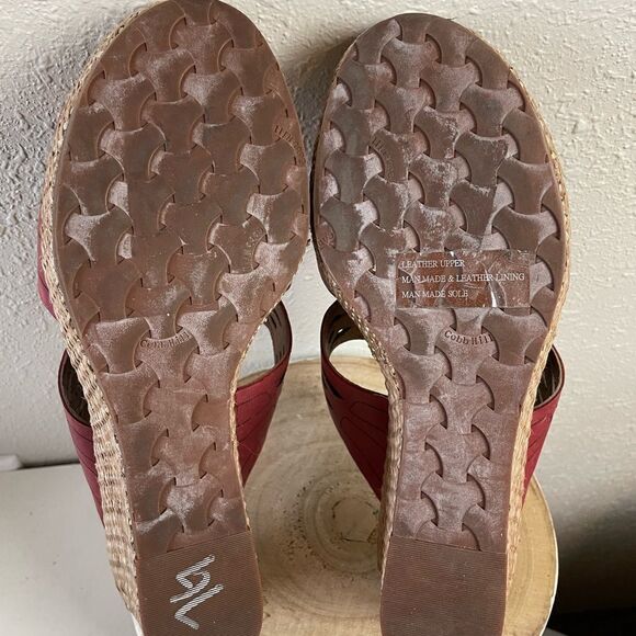 Cobb Hill Red Leather Wedge Sandals Size 11M EUC - Picture 7 of 8